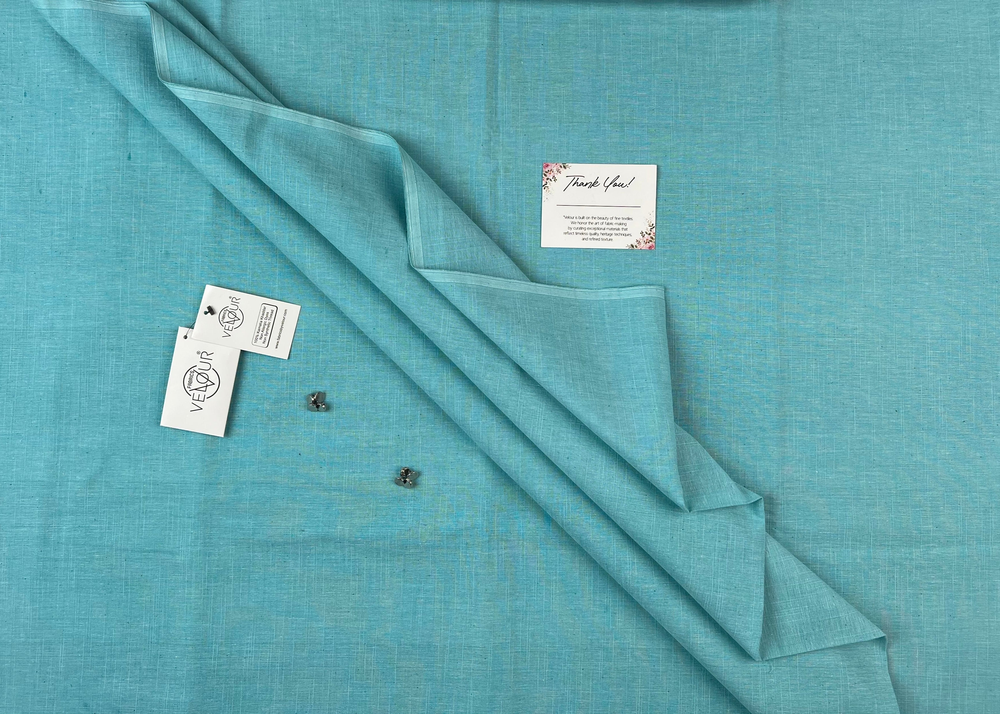 SLUB WINTER KHADDAR- TURQUOISE BLUE